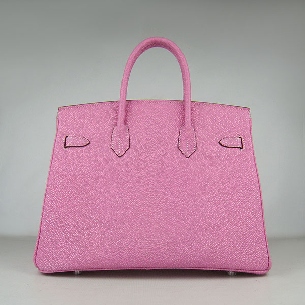 High Quality Fake Hermes Birkin 35CM Pearl Veins Leather Bag Pink 6089 - Click Image to Close